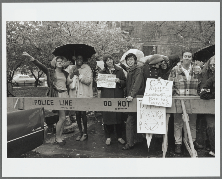 Download the full-sized image of A Photograph of Sylvia Rivera and Marsha P. Johnson Protesting for "Intro 475"