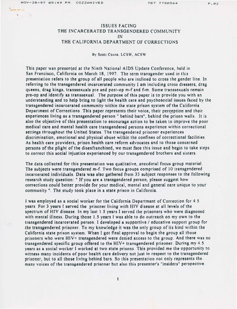 Download the full-sized PDF of Issues Facing the Incarcerated Transgender Community in the California Department of Corrections