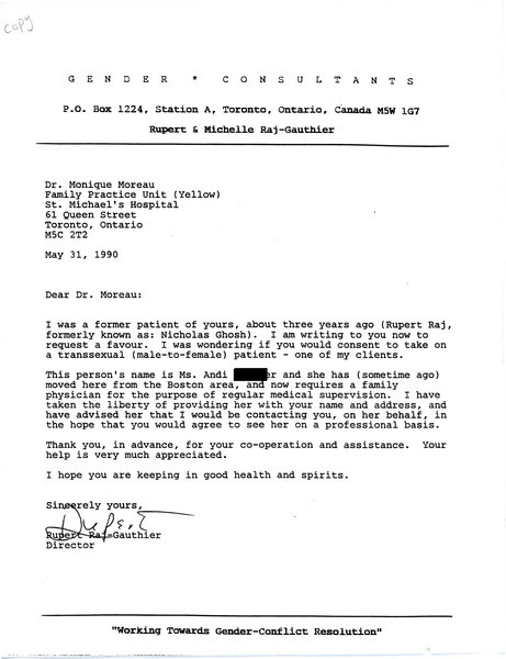 Download the full-sized image of Letter from Rupert Raj to Dr. Orville W. Grosett (May 31, 1990)