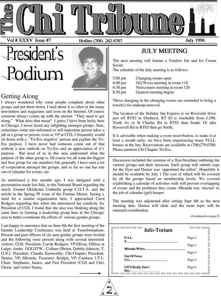 Download the full-sized PDF of The Chi Tribune Vol. 35 Iss. 07 (July, 1996)