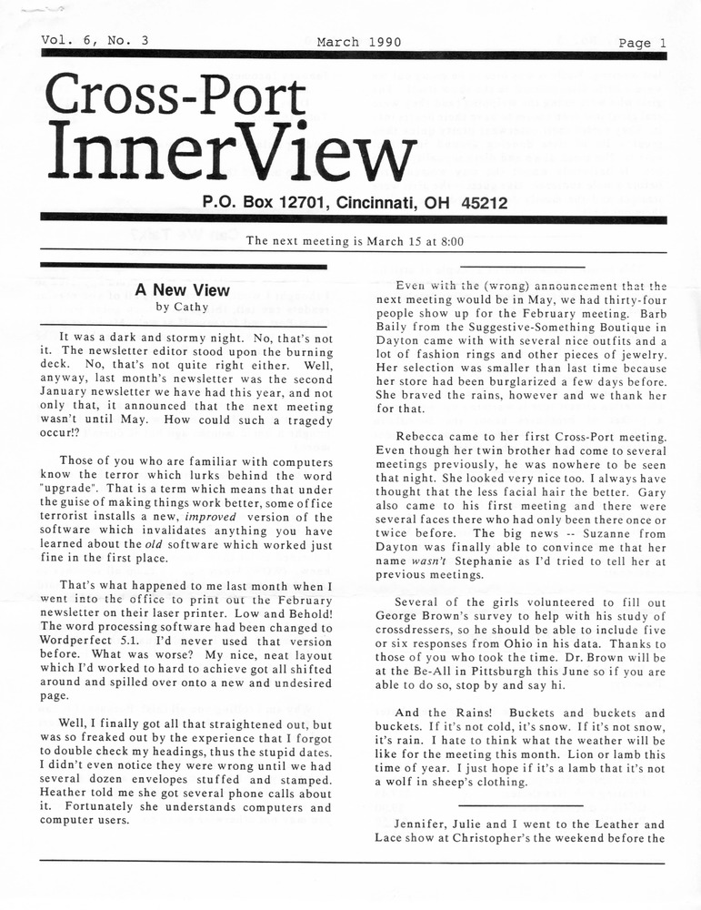 Download the full-sized PDF of Cross-Port InnerView, Vol. 6 No. 3 (March, 1990)
