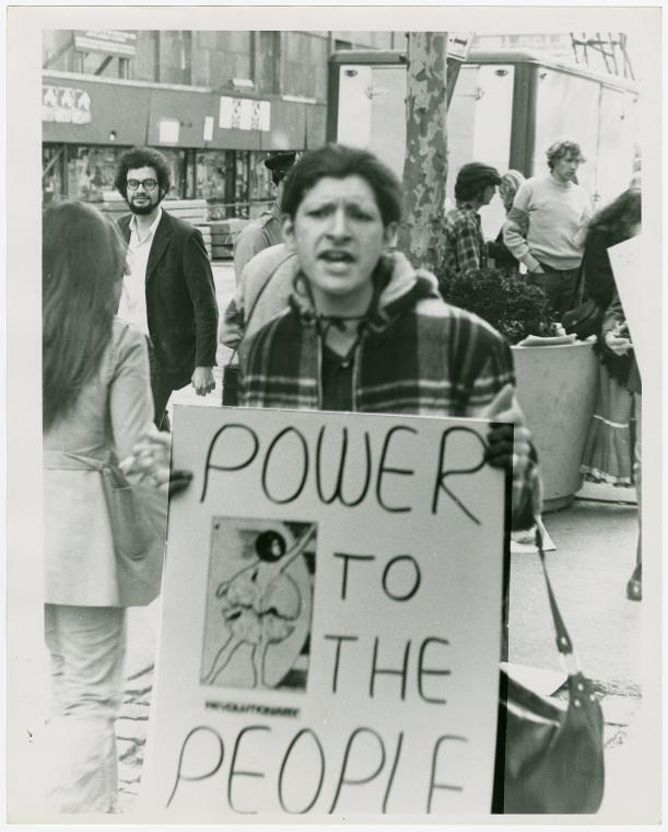 Download the full-sized image of A Photograph of Sylvia Rivera at Bellevue Hospital Demonstration
