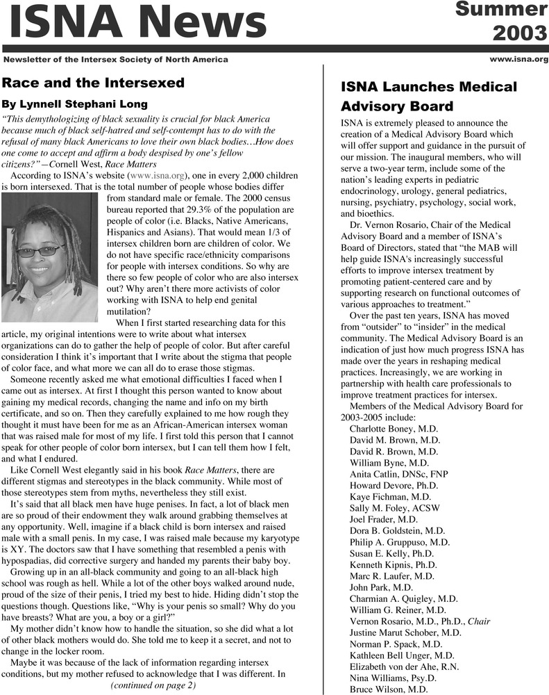 Download the full-sized PDF of ISNA News (Summer, 2003)