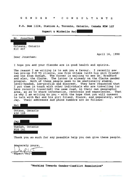 Download the full-sized image of Letter from Rupert Raj to Jonathan (April 16, 1990)
