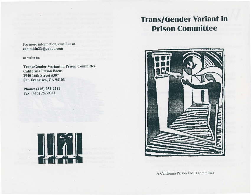 Download the full-sized PDF of Trans/Gender Variant in Prison Committee Pamphlet