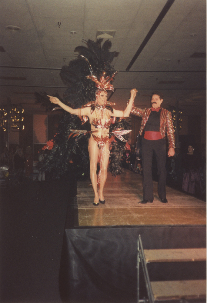 Download the full-sized image of Photograph of Model in Red Costume on Reno Stage