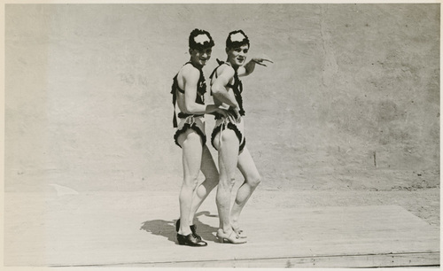 Download the full-sized image of Male Dancer Holding Another Male Dancer in San Quentin Prison