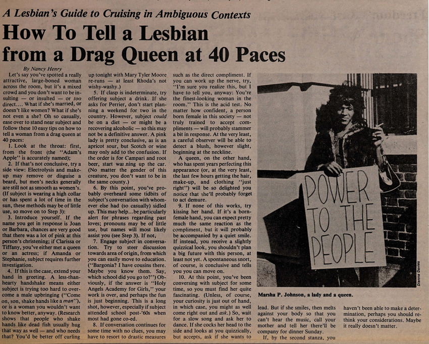 Download the full-sized PDF of How To Tell a Lesbian from a Drag Queen at 40 Paces