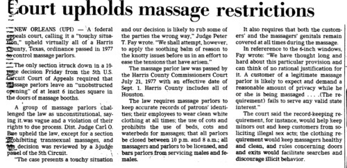 Download the full-sized image of Court Upholds Massage Restrictions