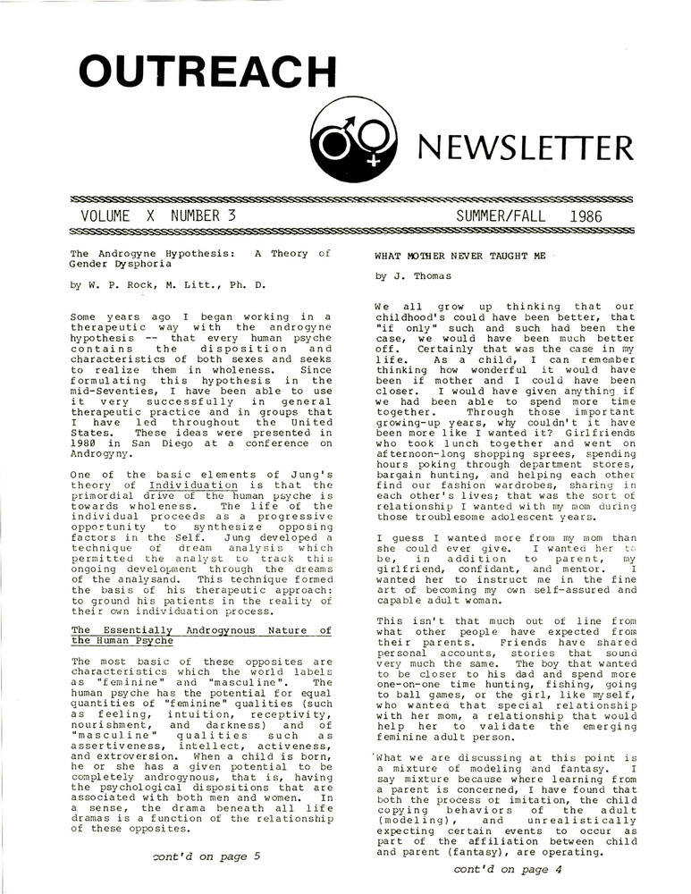 Download the full-sized PDF of Outreach Newsletter Vol. 10 No. 3 (Summer/Fall 1986)