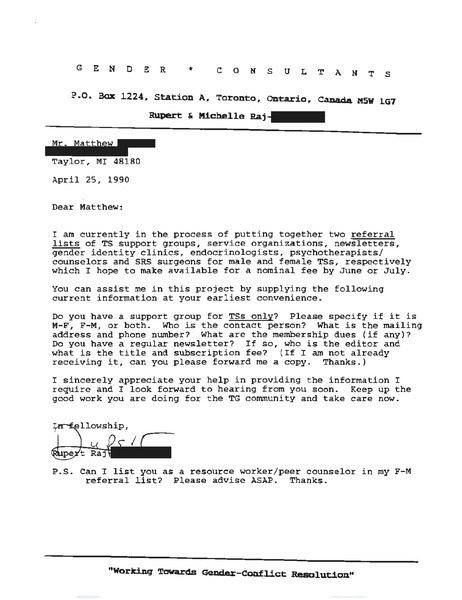 Download the full-sized image of Letter from Rupert Raj to Mr. Matthew Doutre (April 25, 1990)