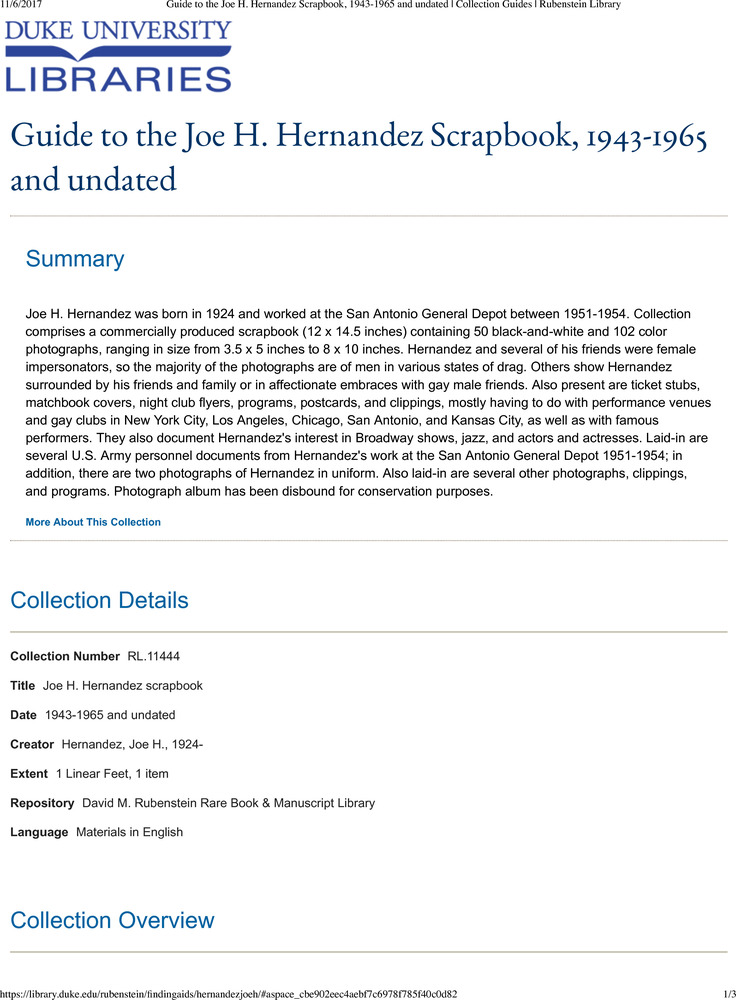 Download the full-sized PDF of Joe H. Hernandez Scrapbook, 1943-1965