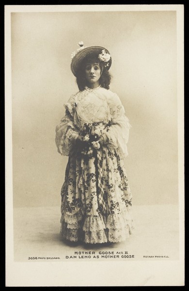 Download the full-sized image of Dan Leno as "Mother Goose" performing at Drury Lane. Process print after Bassano, 1902.