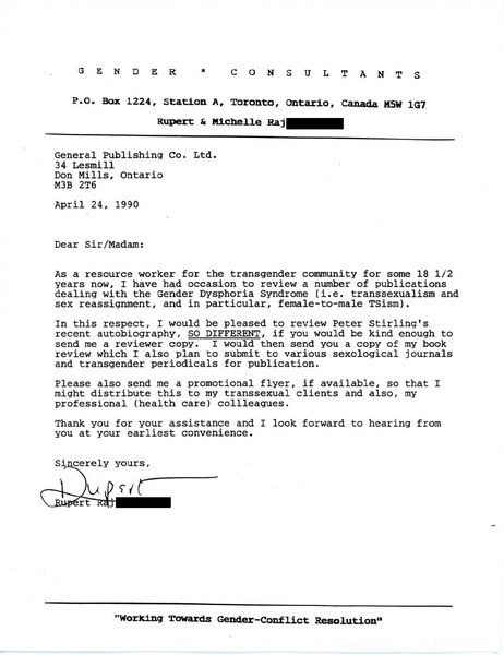 Download the full-sized image of Letter from Rupert Raj to The General Publishing Co. Ltd. (April 24, 1990)