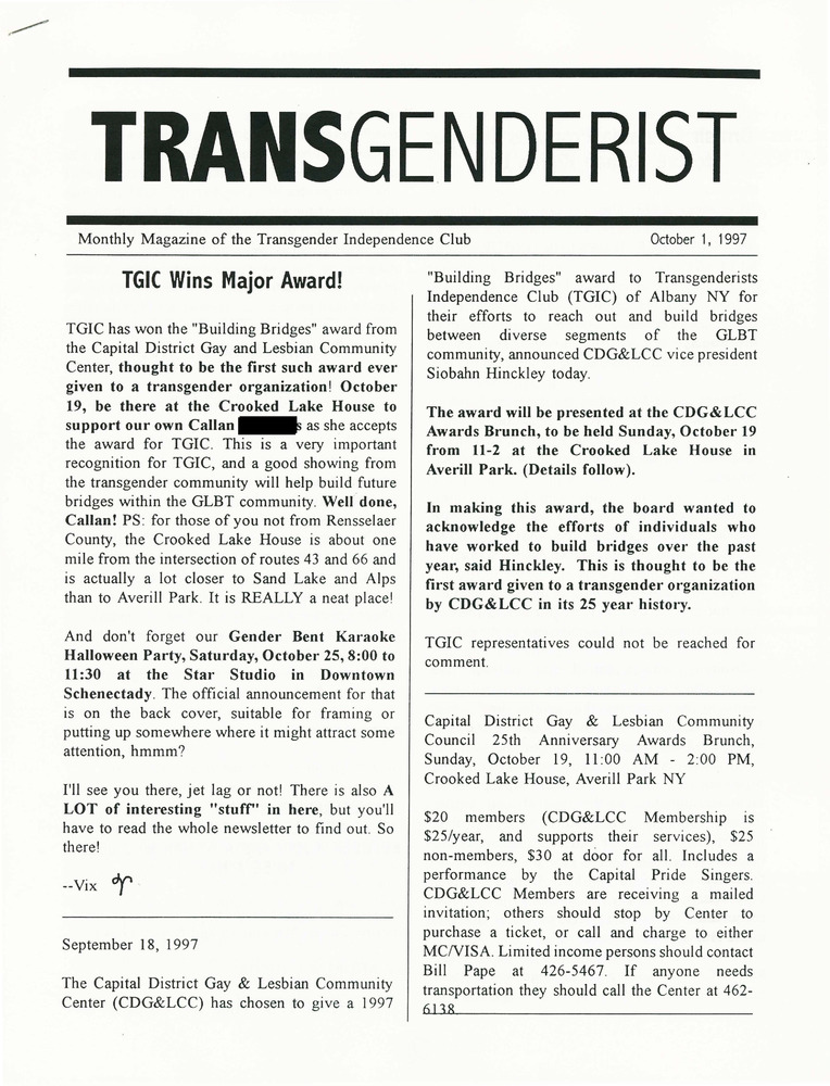 Download the full-sized PDF of The Transgenderist (October 1, 1997)