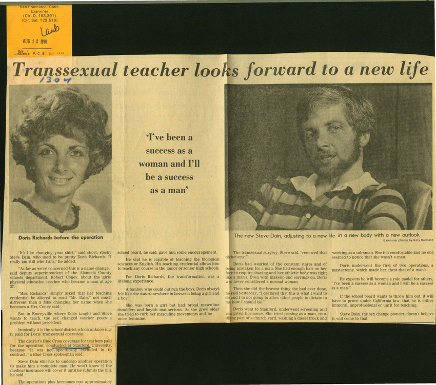 Download the full-sized PDF of Transsexual Teacher Looks Forward to a New Life