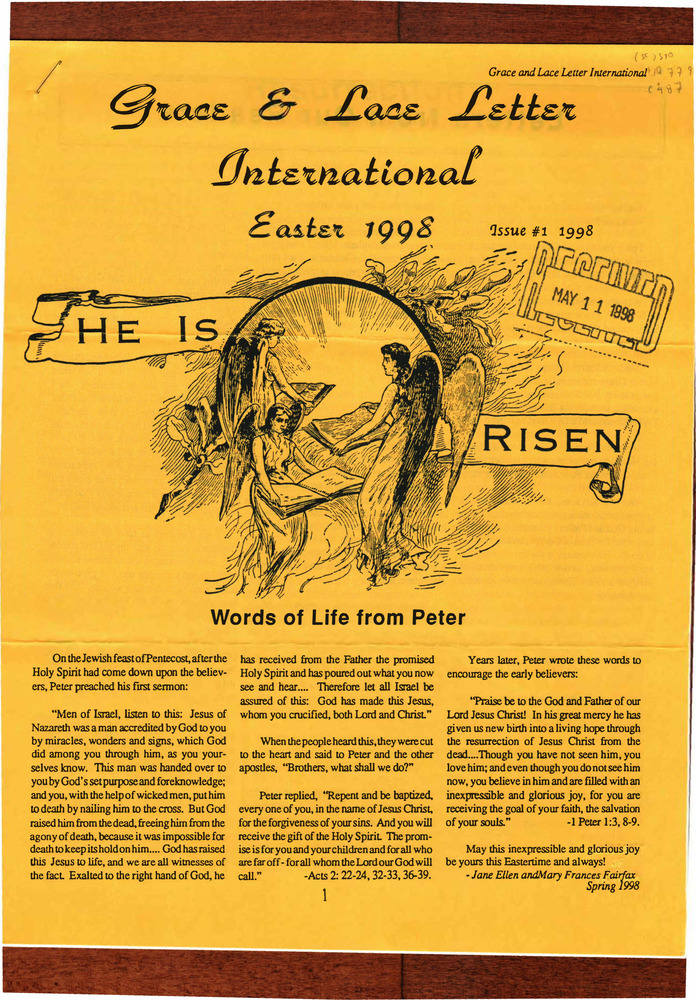 Download the full-sized PDF of Grace and Lace Letter International Issue No. 1 (April 12, 1998)