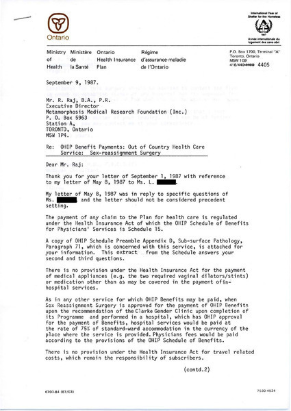 Download the full-sized image of Letter from F. K. Deegan to Rupert Raj (September 9, 1987)