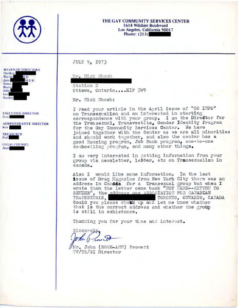 Download the full-sized image of Letter from John Prowett to Rupert Raj (July 9, 1973)