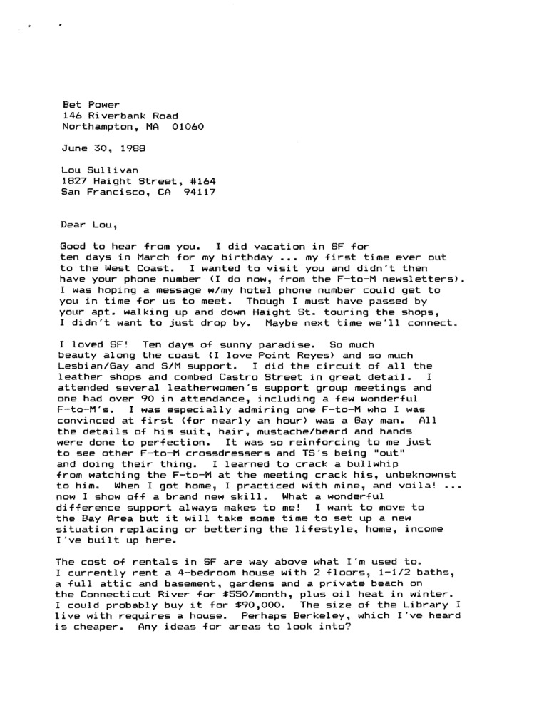 Download the full-sized PDF of Letter from Bet Power to Lou Sullivan (June 30, 1988)
