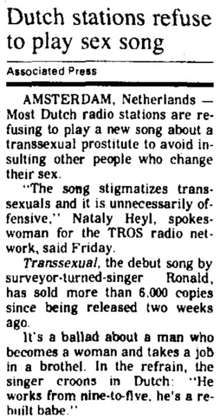 Download the full-sized image of Dutch Stations Refuse to Play Sex Song