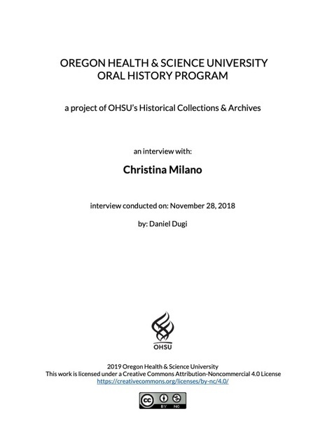 Download the full-sized image of Dr. Christina Milano oral history