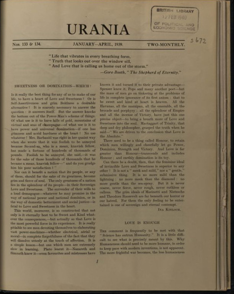 Download the full-sized image of Urania, Nos. 133-138 (1939)