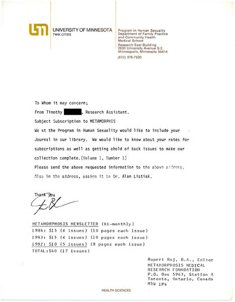 Download the full-sized image of Letter from Timothy to Rupert Raj