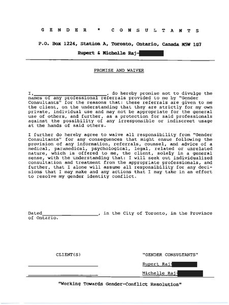 Download the full-sized image of Gender Consultants Waiver and Questionnaire