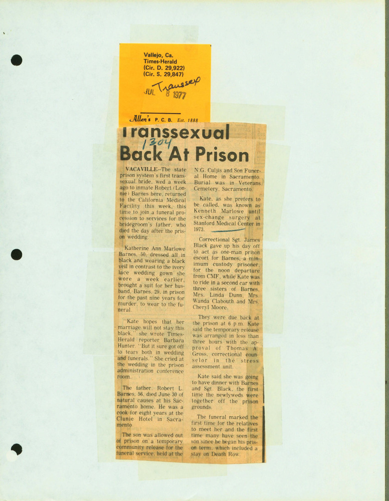 Download the full-sized PDF of Transsexual Back At Prison