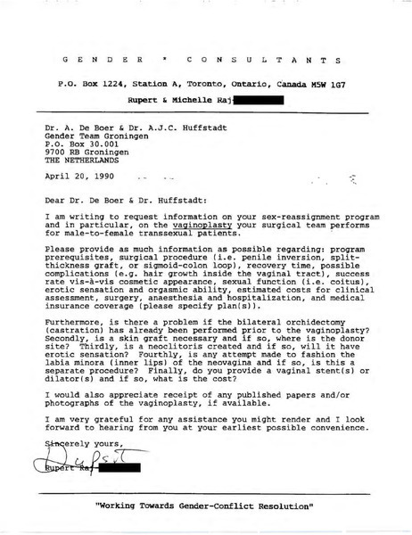 Download the full-sized image of Letter from Rupert Raj to Dr. A. De Boer & Dr. A.J.C. Huffstadt (April 20, 1990)