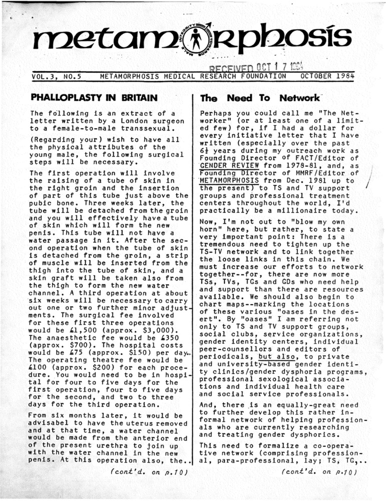 Download the full-sized PDF of Metamorphosis Vol. 3, No. 5 (October 1984)