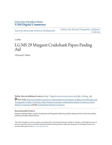 Download the full-sized image of LG MS 29 Margaret Cruikshank Papers Finding Aid