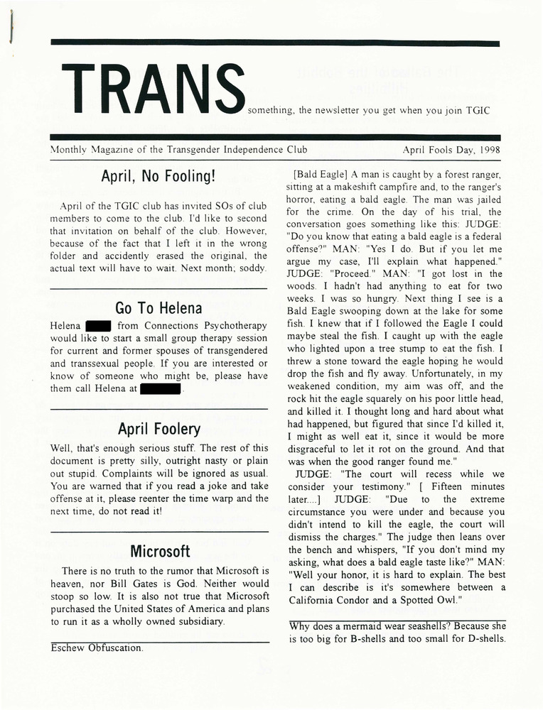 Download the full-sized PDF of The Transgenderist (April 1, 1998)