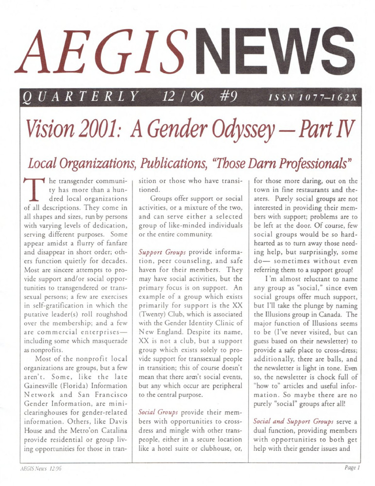 Download the full-sized PDF of AEGIS News, No. 9 (December, 1996)