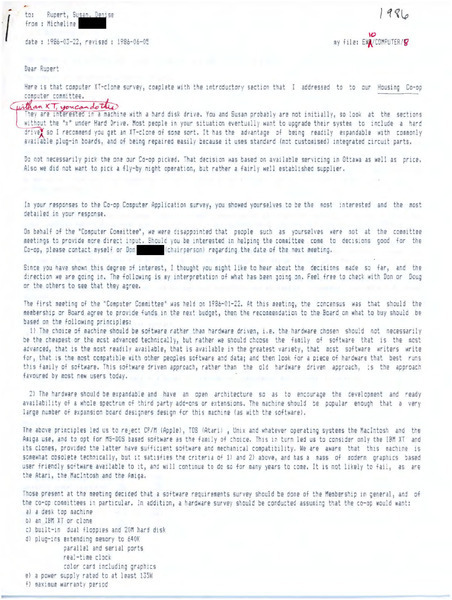 Download the full-sized image of Letter from Micheline to Rupert Raj (June 5, 1986)
