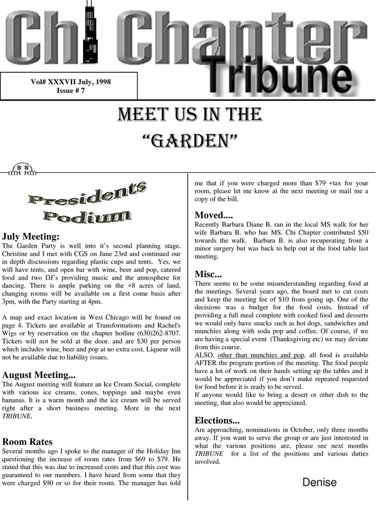 Download the full-sized PDF of Chi Chapter Tribune Vol. 37 Iss. 07 (July, 1998)