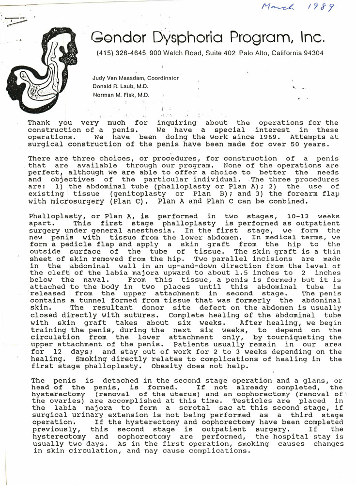 Download the full-sized PDF of Open Letter from Judy Van Maasdam (March 1989)