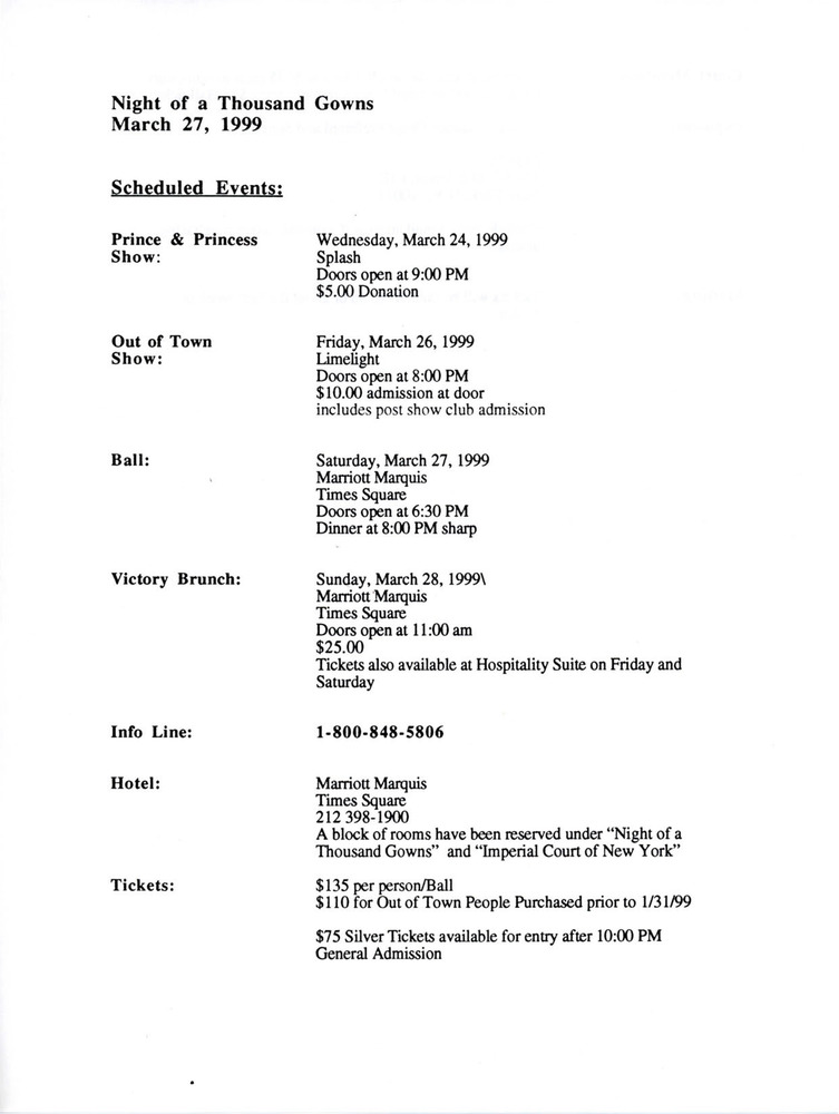 Download the full-sized PDF of Schedule for Night of a Thousand Gowns