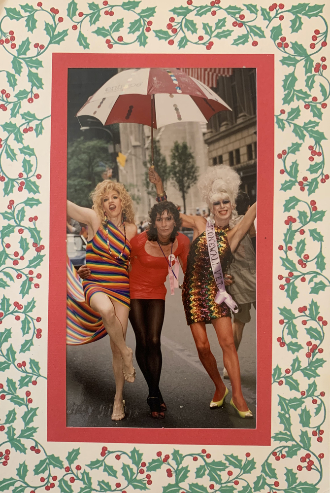 Download the full-sized image of A Photograph of Sylvia Rivera with Her Arms Around Queen Alison and Ivan Valentin at the 1995 NYC Pride Parade