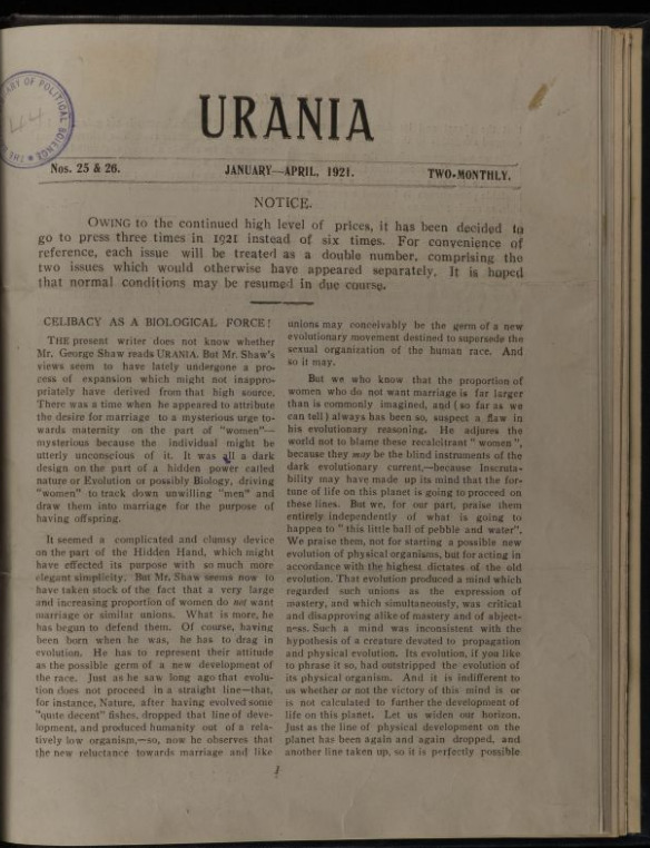 Download the full-sized image of Urania, Nos. 25-30 (1921)