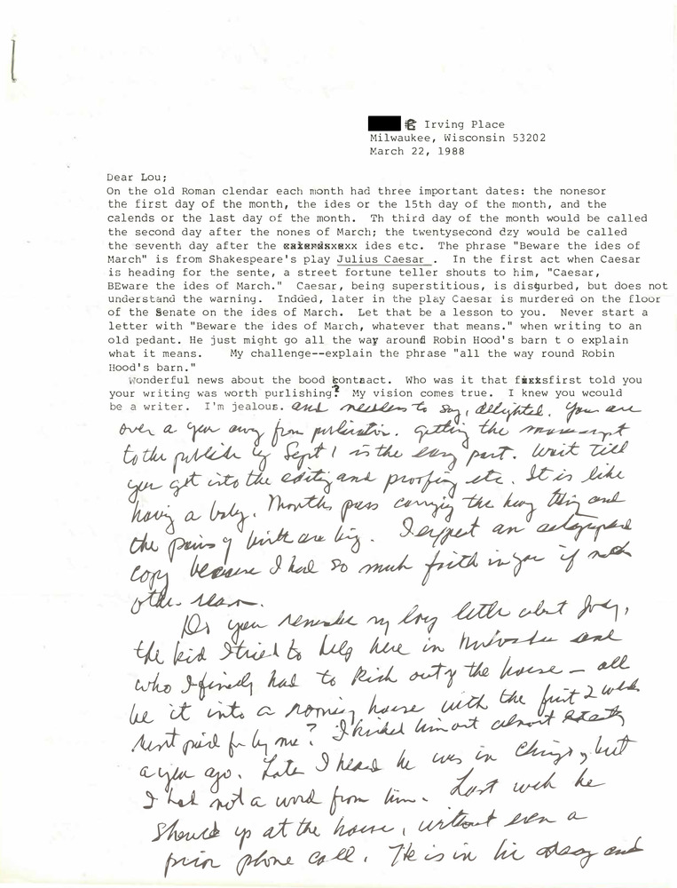 Download the full-sized PDF of Correspondence from Eldon Murray to Lou Sullivan (March 22, 1988)