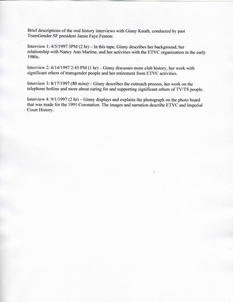 Download the full-sized image of Ginny Knuth Papers, Folder 1