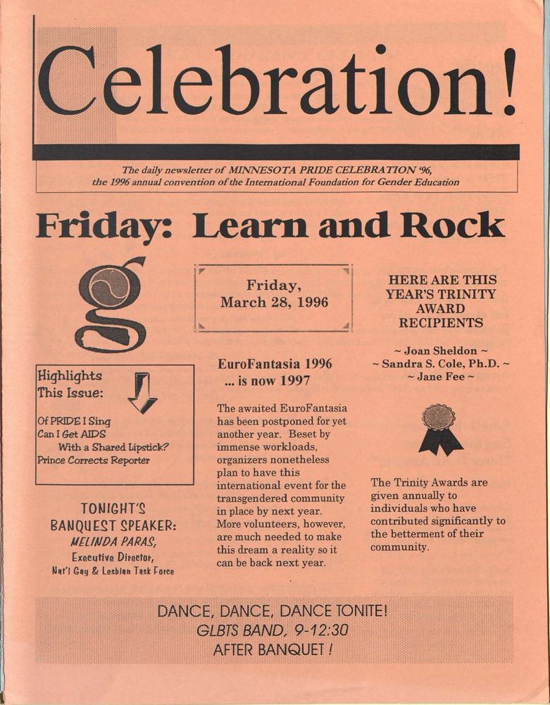 Download the full-sized PDF of Celebration! The Daily Newsletter of Minnesota Pride '96