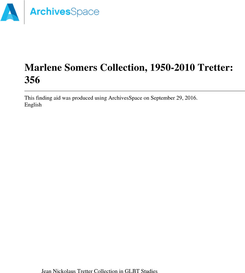 Download the full-sized PDF of Marlene Somers Collection, 1950-2010