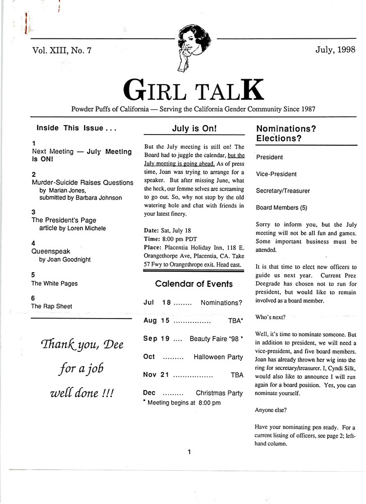 Download the full-sized PDF of Girl Talk, Vol. 13 No. 7 (July, 1998)