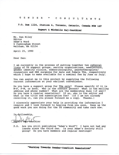 Download the full-sized image of Letter from Rupert Raj to Dan Riley (April 25, 1990)