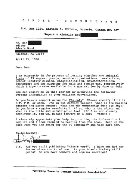 Download the full-sized image of Letter from Rupert Raj to Dan (April 25, 1990)