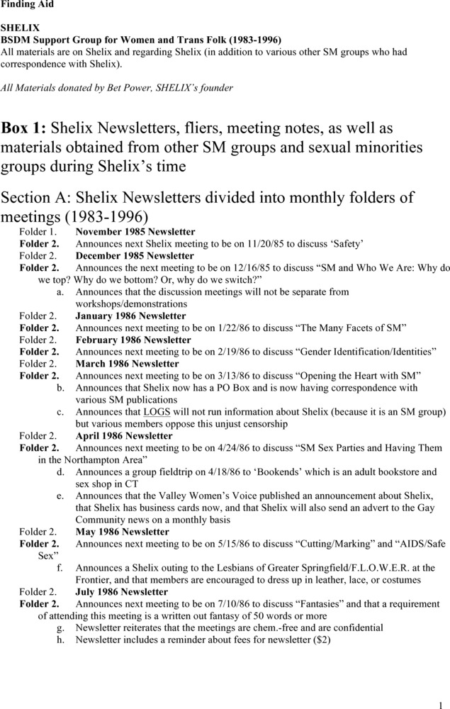 Download the full-sized PDF of SHELIX BSDM Support Group for Women and Trans Folk (1983-1996)