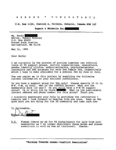 Download the full-sized image of Letter from Rupert Raj to Becky (May 31, 1990)
